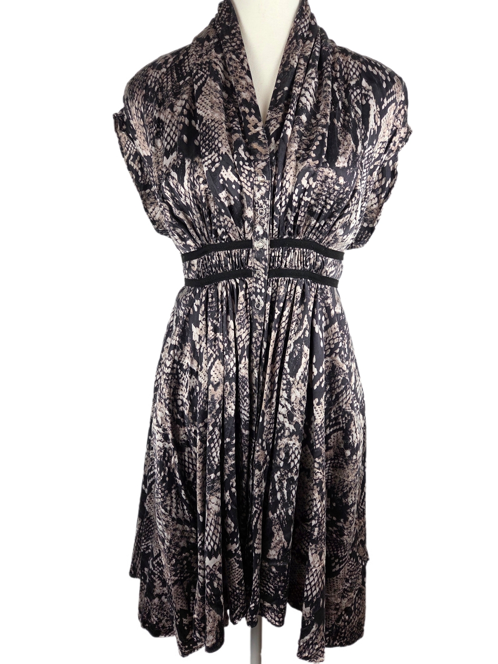 Seventy Two Changes 100% Silk Snakeskin Print Dress Sz 0 2000s Vintage Rare